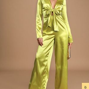 Satin Tie-front Jumpsuit
